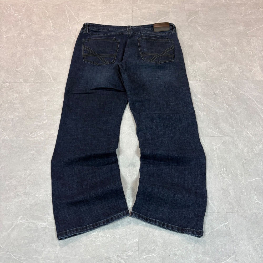 TK Axel Mens Slim Boot Jeans Dark Wash Denim 38x32 Embroidered Pockets